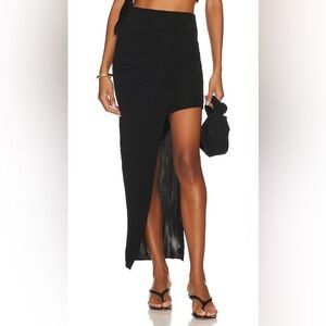Helmut Lang Black Asymmetrical Midi Skirt